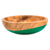 Wood bowl, 'Spicy Green' (medium) - Dip Painted Hand Carved Wood Bowl (Medium) thumbail