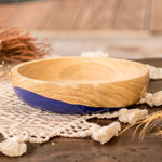 Wood bowl, 'Spicy Blue' (medium) - Dip Painted Hand Carved Wood Bowl (Medium)