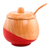 Wood sugar bowl, 'Sweet Red' - Dip Painted Hand Carved Wood Sugar Bowl thumbail