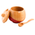 Wood sugar bowl, 'Sweet Red' - Dip Painted Hand Carved Wood Sugar Bowl