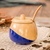 Wood sugar bowl, 'Sweet Blue' - Dip Painted Hand Carved Wood Sugar Bowl