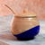Wood sugar bowl, 'Sweet Blue' - Dip Painted Hand Carved Wood Sugar Bowl