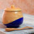 Wood sugar bowl, 'Sweet Blue' - Dip Painted Hand Carved Wood Sugar Bowl (image 2d) thumbail