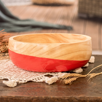 Dip Painted Hand Carved Wood Bowl, Carved Wooden Bowls Uk