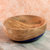 Wood bowl, 'Spicy Blue' (large) - Dip Painted Hand Carved Wood Bowl (large) (image 2b) thumbail