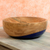 Wood bowl, 'Spicy Blue' (large) - Dip Painted Hand Carved Wood Bowl (large)