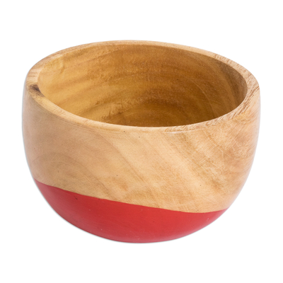 Cuenco de madera, (pequeño) - Cuenco de madera tallada a mano pintado por inmersión (pequeño)