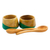 Curated gift set, 'Green Kitchen' - Napkin Holder 2 Salsa Bowls and 6 Placemats Curated Gift Set