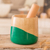 Wood mortar and pestle, 'Spicy Green' - Dip Painted Hand Carved Wood Mortar (image 2) thumbail