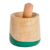 Wood mortar and pestle, 'Spicy Green' - Dip Painted Hand Carved Wood Mortar (image 2b) thumbail