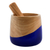 Wood mortar and pestle, 'Spicy Blue' - Dip Painted Hand Carved Wood Mortar (image 2a) thumbail