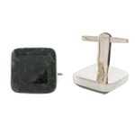 Jade cufflinks, 'Maya Minimalist' - Jade cufflinks