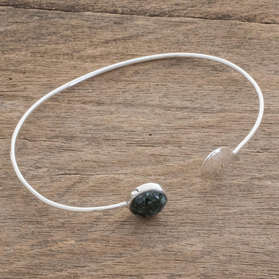 Jade cuff bracelet, 'Moon Orbit' - Jade cuff bracelet