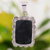 Jade pendant necklace, 'Dark Floral Halo' - Dark Green Jade and Sterling Silver Necklace Guatemala (image 2) thumbail