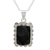 Jade pendant necklace, 'Dark Floral Halo' - Dark Green Jade and Sterling Silver Necklace Guatemala thumbail