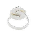 Jade cocktail ring, 'Dark Sunflower' - Handcrafted Dark Green Jade and Silver Floral Ring