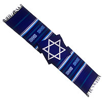 Cotton table runner, 'Star of David on Blue'