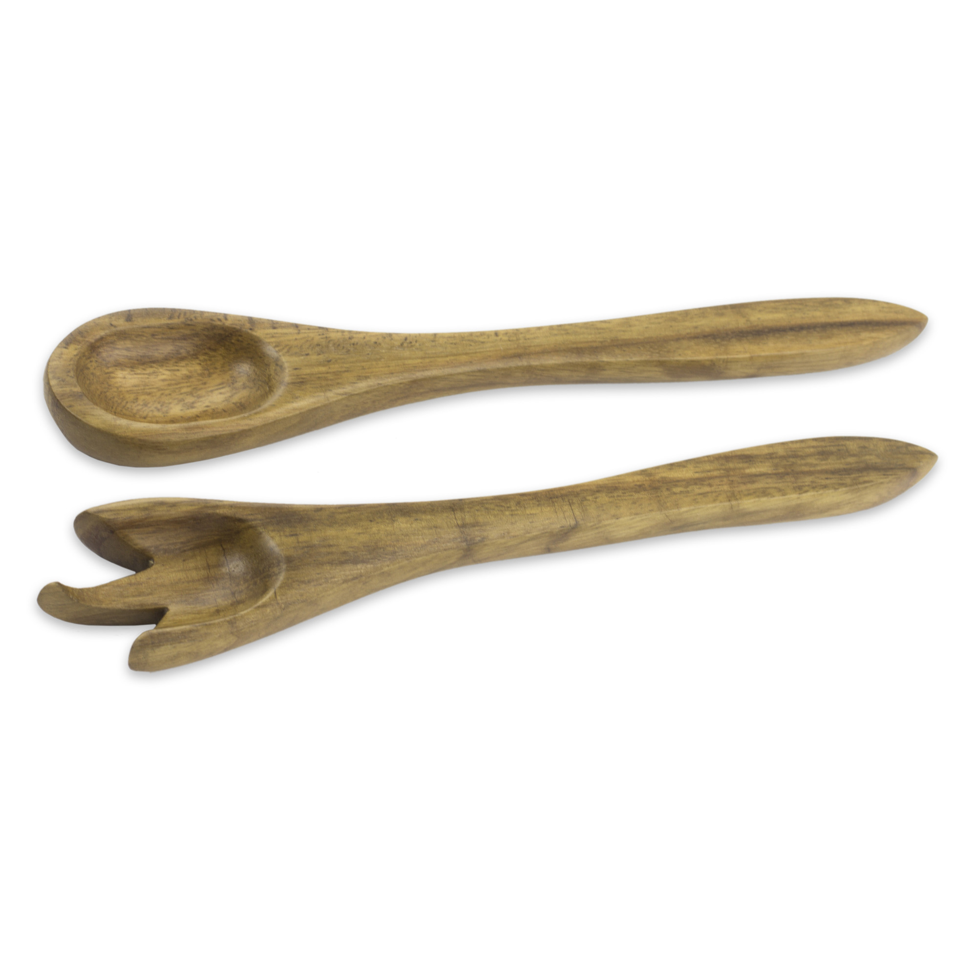 UNICEF Market Artisan Crafted Parota Wood Salad Fork and Spoon