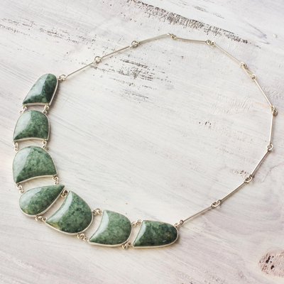 Jade pendant necklace, 'Light Green Uniqueness' - Artisan Crafted Jade jewellery in a Sterling Silver Necklace
