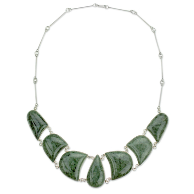 Jade pendant necklace, 'Light Green Uniqueness' - Artisan Crafted Jade Jewelry in a Sterling Silver Necklace
