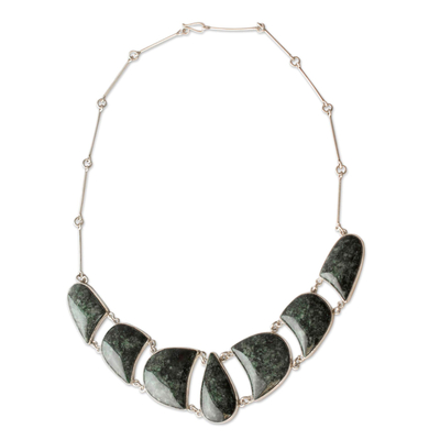 Jade pendant necklace, 'Uniqueness' - Jade and Sterling Silver Necklace Handmade Jewelry