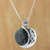 Reversible jade pendant necklace, 'Quetzal Eclipse' - Maya Eclipse Pendant Green and Black Jade on Silver Jewelry thumbail