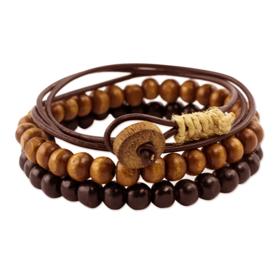 Men's Bracelets Two Beaded and One Wrap (set of 3) - Power and Strength ...