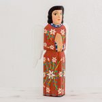 Wood sculpture, 'Chichicastenango Guardian Angel' - Hand Crafted Wood Religious Sculpture from Guatemala