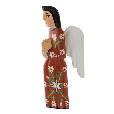 Wood sculpture, 'Chichicastenango Guardian Angel' - Hand Crafted Wood Religious Sculpture from Guatemala