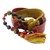 Leather and cotton wrap bracelet, 'Fire and Earth' - Handmade Bracelet in Leather and Cotton (image 2b) thumbail