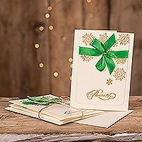 Tarjetas de felicitación navideñas, 'Paz' (juego de 4) - Sobres de tarjetas de felicitación navideñas hechos a mano (juego de 4)