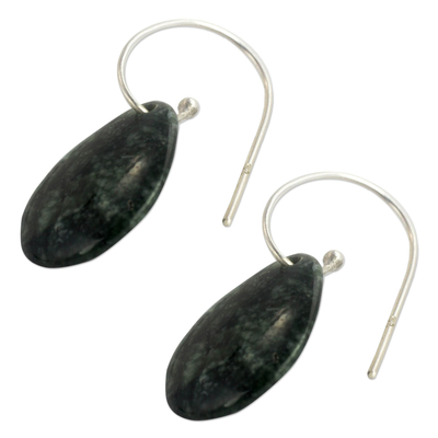 Jade dangle earrings, 'Guatemalan Treasure' - Artisan Crafted Jade and Sterling Silver Earrings