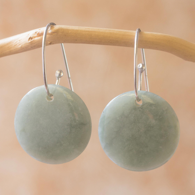 Jade dangle earrings, 'Maya Moonlight' - Artisan Crafted Jade and Sterling Silver Earrings
