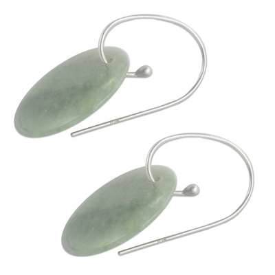 Jade dangle earrings, 'Maya Moonlight' - Artisan Crafted Jade and Sterling Silver Earrings