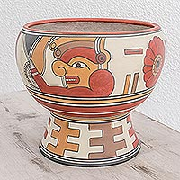 Jarrón decorativo de cerámica, 'Saludo Ancestral' - Jarrón de Cerámica Reproducción Arqueológica Artesanal