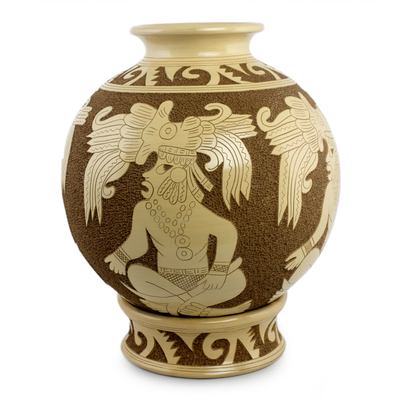 Unicef Market Fair Trade Terracotta Maya Theme Vase From