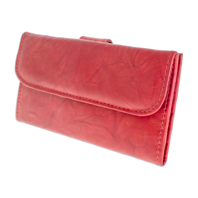 Lederbrieftasche „Crimson Credit“ – Rote Lederbrieftasche mit mehreren Fächern für Damen