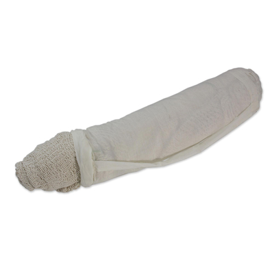 Cotton hammock, 'Montelimar Sands' (single) - Handmade White Cotton Hammock from Nicaragua (Single)