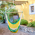 Cotton hammock swing, 'Lemon Lime' - Handcrafted Cotton Hammock Swing in Green and Yellow