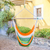 Cotton hammock swing, 'Caribbean Citrus' - Handcrafted Cotton Hammock Swing in Green and Orange