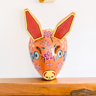 Wood mask, 'Dancing Rabbit' - Guatemala Rabbit Folk Dance Mask