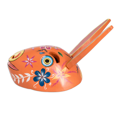 Máscara de madera, 'Dancing Rabbit' - Máscara de danza folclórica del conejo de Guatemala.