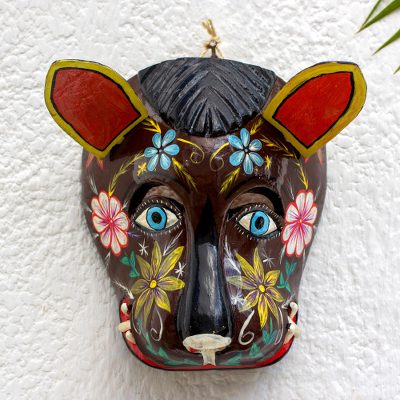 Wood mask, 'Brown Dog' - Guatemala Brown Dog Folk Dance Mask