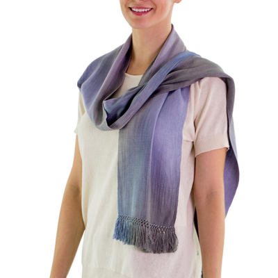 Rayon scarf, 'Solola Lavender' - Handcrafted Rayon Scarf