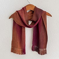 Rayon chenille scarf, 'Solola Wine Cocoa' - Handcrafted Rayon Chenille Scarf