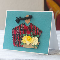 Greeting cards, 'Antigua Florist' (set of 4) - Handcrafted All Purpose Greeting Cards Envelopes (set of 4)
