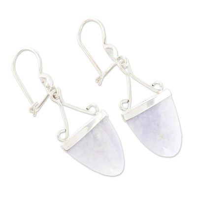 Lilac jade dangle earrings, 'Power of Life' - Artisan Crafted Lilac Jade and Sterling Silver Earrings
