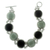 Jade link bracelet, 'Ya'ax Chich Mystery' - Black and Green Jade Bracelet Silver Artisan Jewelry thumbail