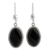 Jade dangle earrings, 'Ya'ax Chich Mystique' - Black Jade Earrings Sterling Silver Artisan Jewelry thumbail