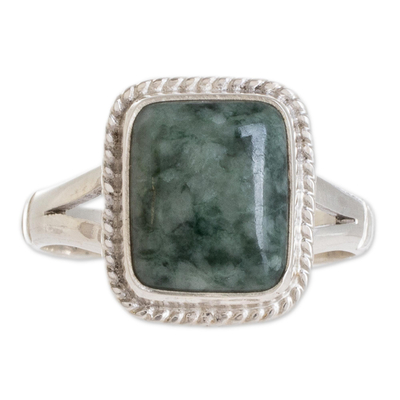 Jade cocktail ring, 'Life Divine' - Jade Artisan Crafted Ring
